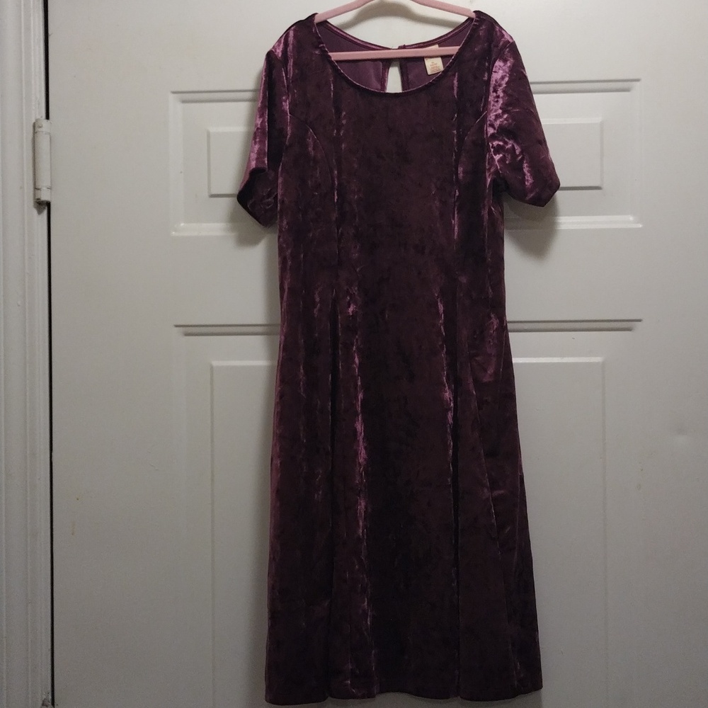 Harper Canyon‎ Girls Velvet short sleeve Burgundy Crushed Midi Dress Size 14/16